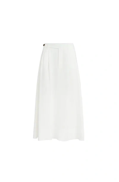 Brunello Cucinelli Twill Sartorial Skirt With Monili In White