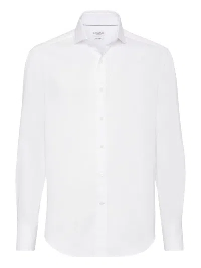 Brunello Cucinelli Twill Shirt In White