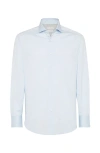 Brunello Cucinelli Spread Collar Shirt In Pale Blue