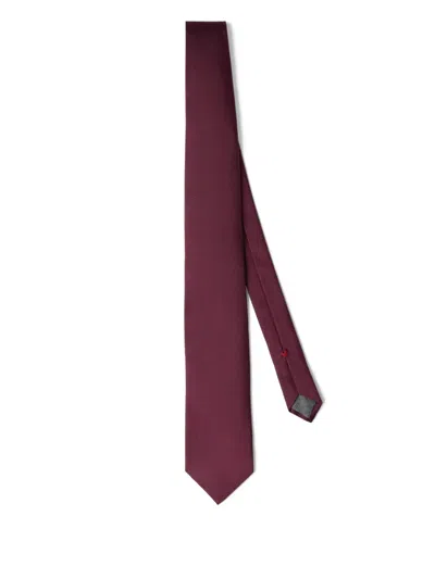 Brunello Cucinelli Silk Jacquard Tie In Burgundy