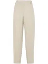 Brunello Cucinelli Viscose-linen Twill Tapered Trousers In Neutrals