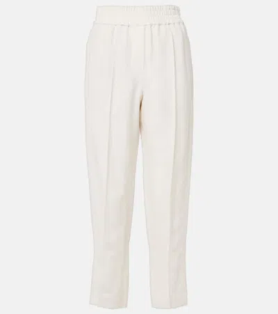Brunello Cucinelli Twill Tapered Pants In Beige