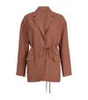 Brunello Cucinelli Women Fluid Viscose And Linen Twill Jacket With Jewellery In Brown