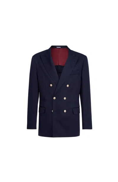 Brunello Cucinelli Double-breasted Linen Blazer In Black