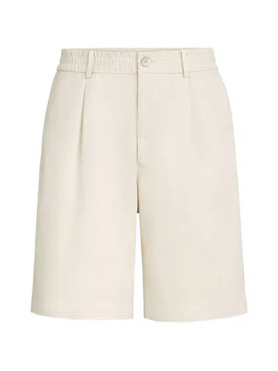 Brunello Cucinelli Twisted Cotton Gabardine Bermuda Shorts With Elasticated Waistband In Neutral