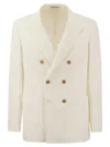BRUNELLO CUCINELLI BRUNELLO CUCINELLI TWISTED LINEN DECONSTRUCTED JACKET WITH PATCH POCKETS
