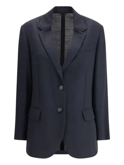 Brunello Cucinelli Two-button Belted Jacket In Blue
