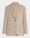 Brunello Cucinelli Two-button Lurex Cotton English Rib Blazer In Brown