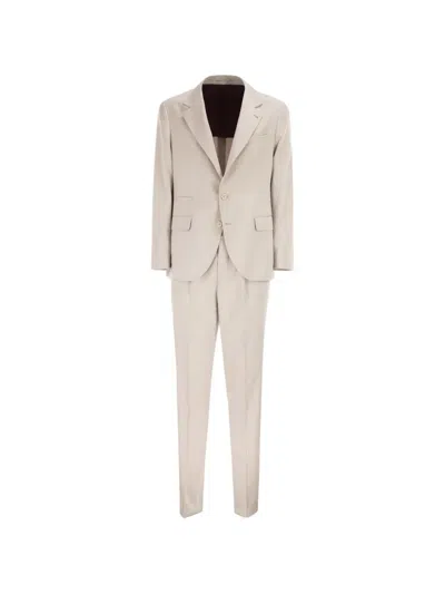 Brunello Cucinelli Men Silk Suit With Three-button Blazer In White