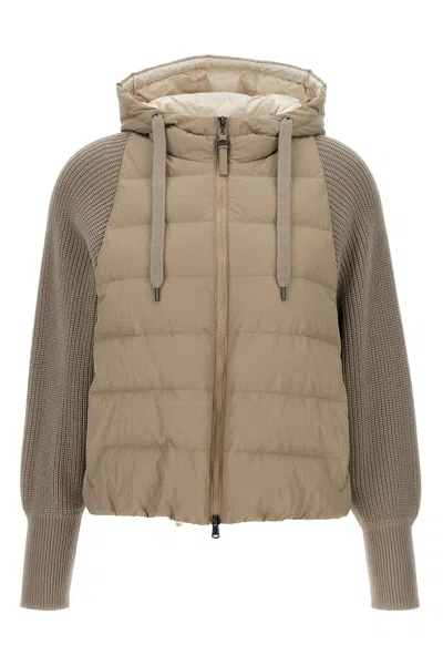 BRUNELLO CUCINELLI BRUNELLO CUCINELLI TWO-MATERIAL PUFFER JACKET