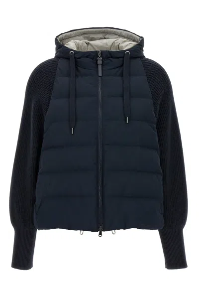 BRUNELLO CUCINELLI TWO-MATERIAL PUFFER JACKET