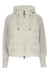 Brunello Cucinelli Two-material Puffer Jacket Casual Jackets And Parka White In Neutral