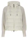 Brunello Cucinelli Two-material Puffer Jacket Casual Jackets And Parka White In Neutral