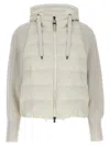 Brunello Cucinelli Two-material Puffer Jacket Casual Jackets And Parka White In Neutral