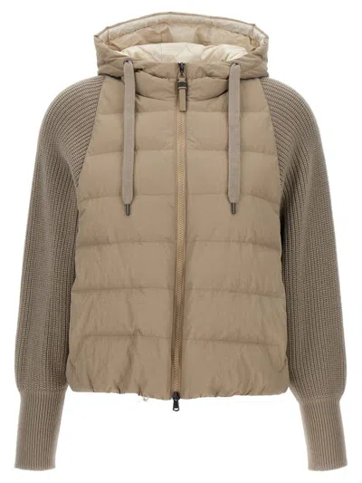 BRUNELLO CUCINELLI BRUNELLO CUCINELLI TWO-MATERIAL PUFFER JACKET