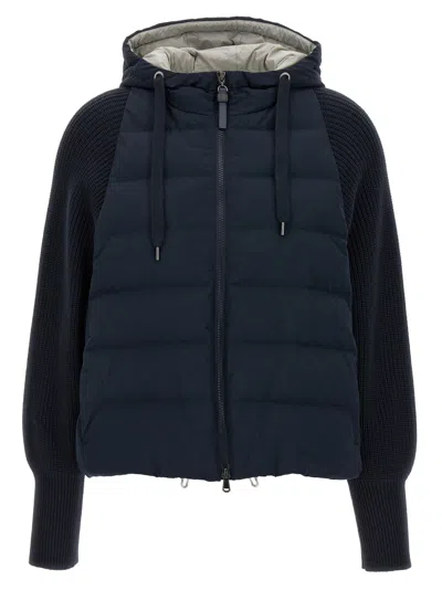 BRUNELLO CUCINELLI TWO-MATERIAL PUFFER JACKET