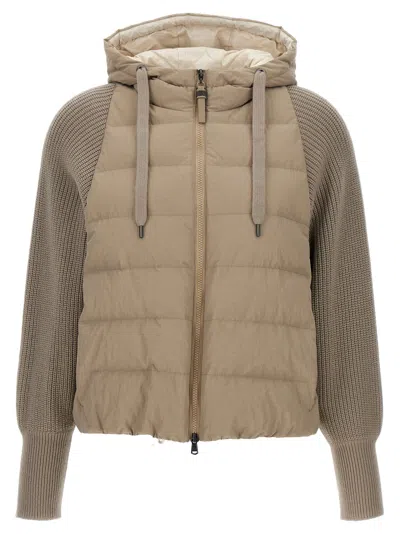 BRUNELLO CUCINELLI TWO-MATERIAL PUFFER JACKET