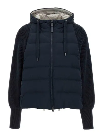 BRUNELLO CUCINELLI TWO-MATERIAL PUFFER JACKET