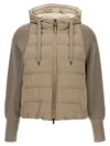 Brunello Cucinelli Two-material Puffer Jacket Casual Jackets And Parka Beige