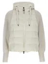 Brunello Cucinelli Two-material Puffer Jacket Casual Jackets And Parka White In Neutral