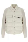 Brunello Cucinelli Two-material Down Jacket With Shiny Flap Detail