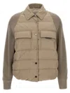 Brunello Cucinelli Two-material 'shiny Flap Detail' Down Jacket