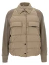Brunello Cucinelli Two-material 'shiny Flap Detail' Down Jacket