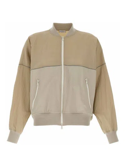 BRUNELLO CUCINELLI TWO-MATERIAL SWEATSHIRT