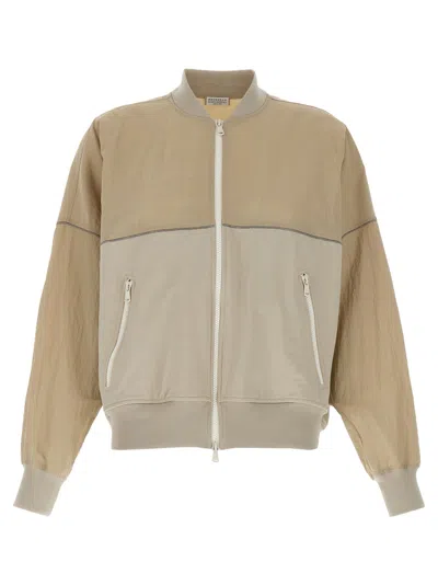 BRUNELLO CUCINELLI TWO-MATERIAL SWEATSHIRT