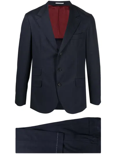 Brunello Cucinelli Two-piece Cotton-cashmere Suit In Blue