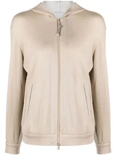 Brunello Cucinelli Two Pocket Zip-up Hoodie Taupe In Brown