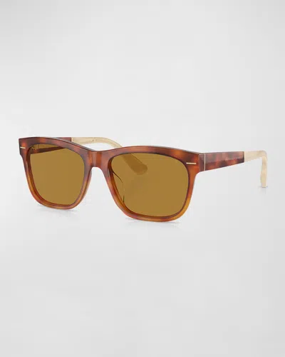 BRUNELLO CUCINELLI TWO-TONE ACETATE SQUARE SUNGLASSES