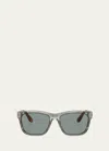 Brunello Cucinelli Two-tone Acetate Square Sunglasses In Striped Grey