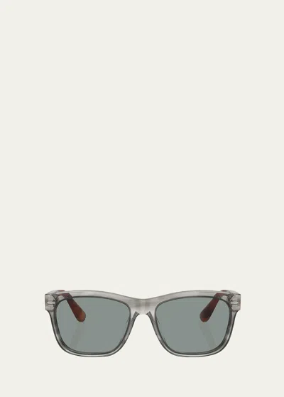 Brunello Cucinelli Two-tone Acetate Square Sunglasses In Striped Grey