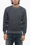 BRUNELLO CUCINELLI TWO-TONE CASHMERE CREW NECK SWEATER WITH RIBBED DESIGN