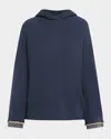 Brunello Cucinelli Two-tone Monili Cuff Wool-cashmere Knit Hoodie