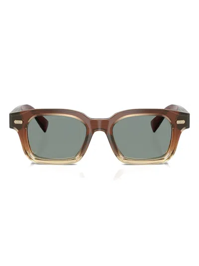 Brunello Cucinelli Two-tone Square-frame Sunglasses In Brown
