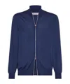 Brunello Cucinelli Wool And Linen Blend Blous In Blue