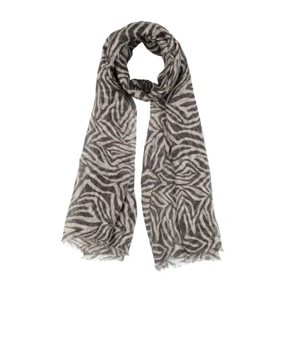 Brunello Cucinelli Two-tone Linen Scarf In Gray