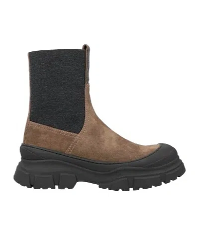 Brunello Cucinelli Twotone Platform Boots In Black