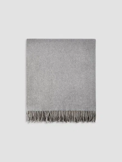 Brunello Cucinelli Two-tone Silk Double Cloth Throw With Fringe In Gray