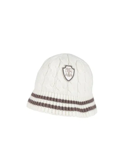 Brunello Cucinelli Two-tone Wool Bucket Hat In White
