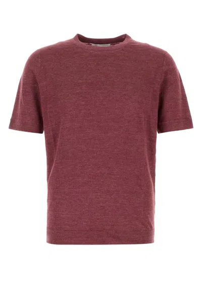 Brunello Cucinelli Men Tyrian Purple Linen Blend Sweater In Brown