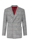 Brunello Cucinelli Deconstructed Prince Of Wales Blazer Jackets Grey In Pearl Grey