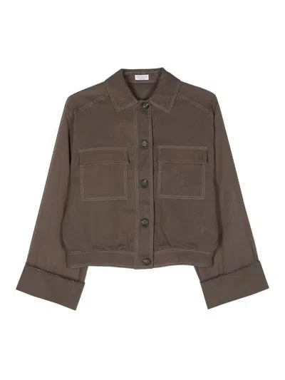 Brunello Cucinelli Ultra Light Cotton Jacket In Brown