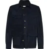 Brunello Cucinelli Suede Leather Shirt Jacket In Navy Blue
