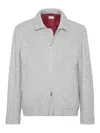 Brunello Cucinelli Wool-silk-cashmere Bomber Jacket In Grey