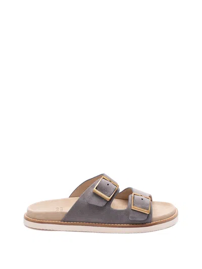 BRUNELLO CUCINELLI SUEDE `URBAN` SLIDES