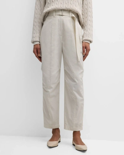 Brunello Cucinelli Utility Belted Gabardine Pants In C9437 Cream