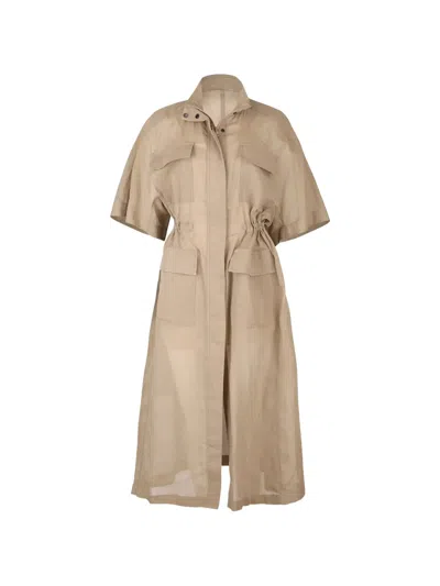 Brunello Cucinelli Utility Shirt Midi Dress In Brown
